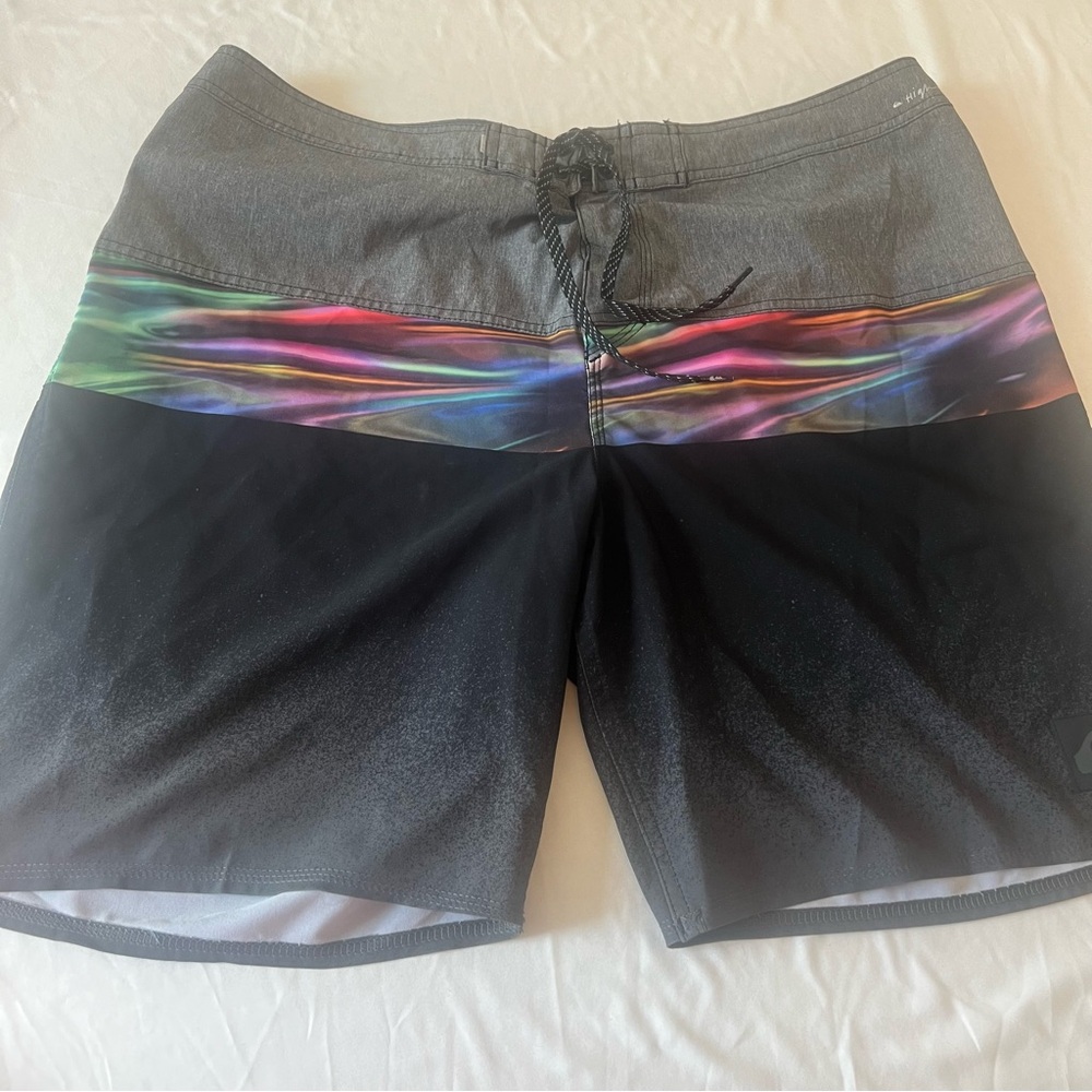 Quiksilver Highline 4 Way Stretch‎ Board Shorts Surf Swim Trunks Black Size 38
